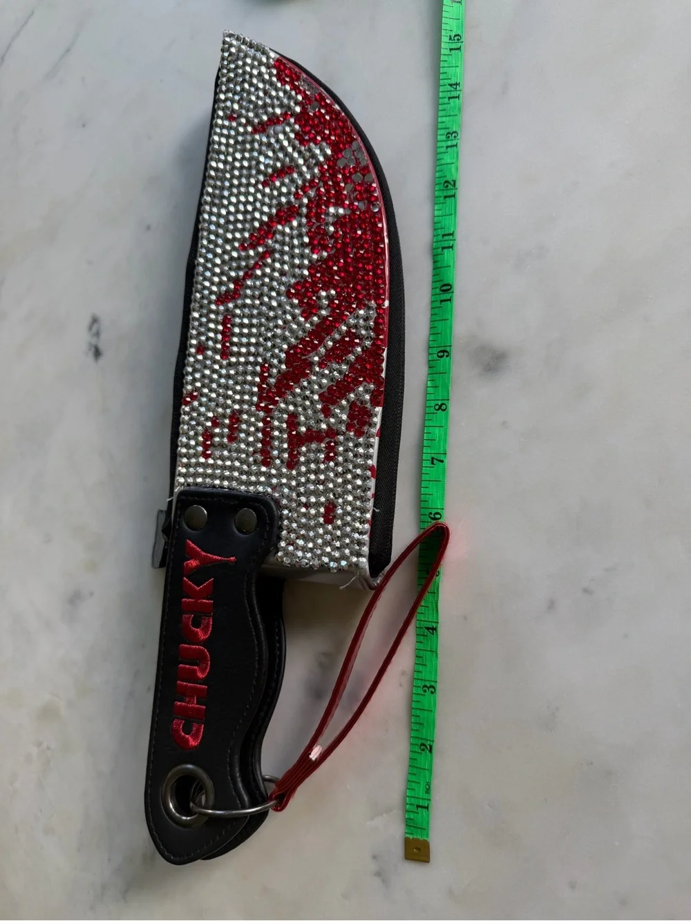 Chucky Red & Silver Crystal Knife Clutch Wristlet